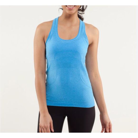 Women Lululemon Run Swiftly Tech Racerback Hip Length Beach Blanket Blue Size 10 - Picture 1 of 8